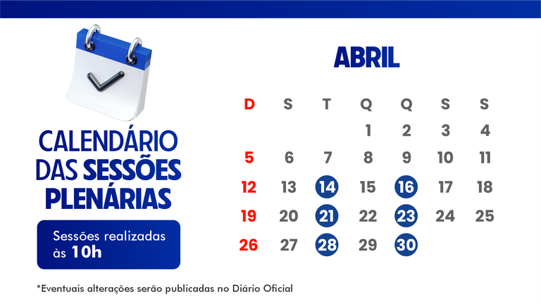 Calendário das sessões