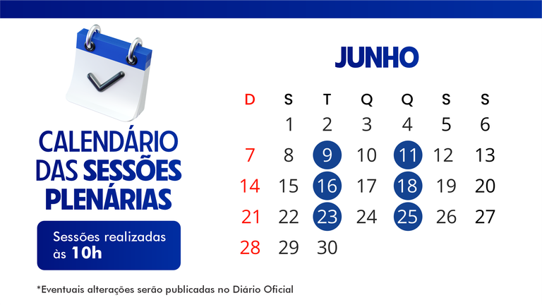 Calendário das sessões