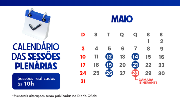 Calendário das sessões