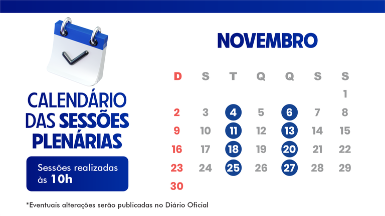 Calendário das sessões
